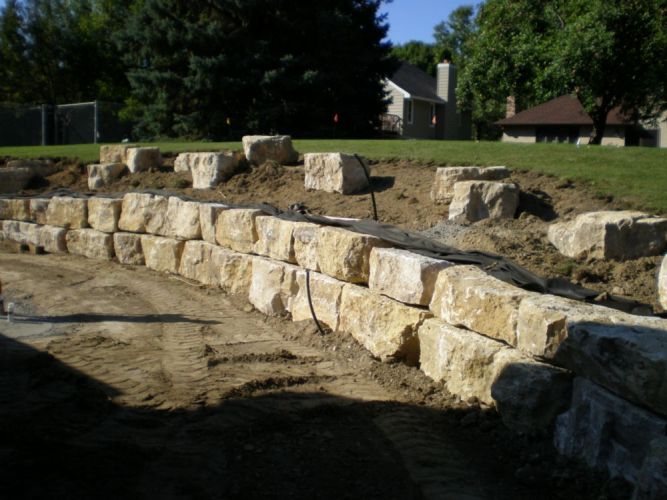 Limestone Boulder Wall